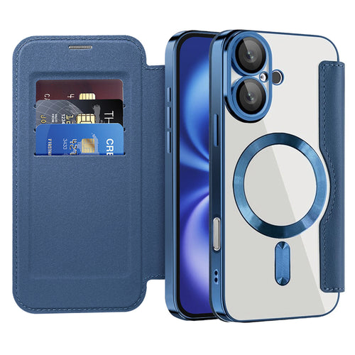 Husa pentru iPhone 16, Techsuit SmartMag Book Case, albastru