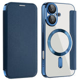Husa pentru iPhone 16 Plus, Techsuit SmartMag Book Case, albastru