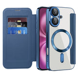 Husa pentru iPhone 16 Plus, Techsuit SmartMag Book Case, albastru