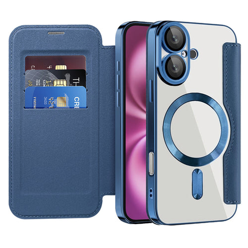 Husa pentru iPhone 16 Plus, Techsuit SmartMag Book Case, albastru