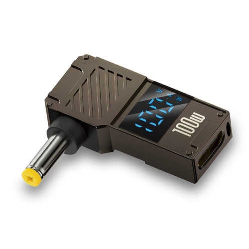 Adaptor Techsuit Adapter Laptopplugx (A22), pentru Laptop, DC to Type-C, 100W, Afisaj LED, Gri