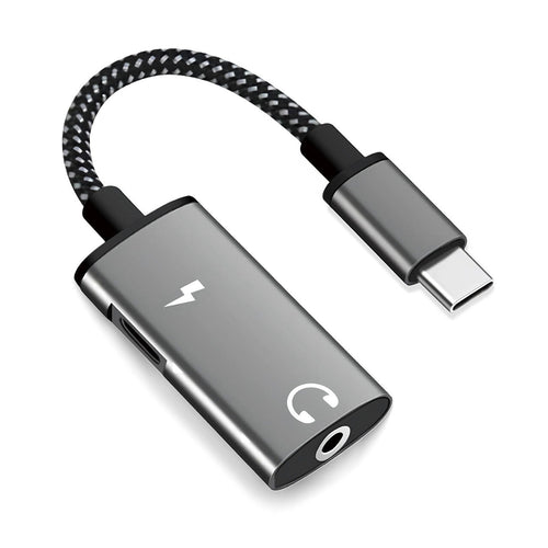 Adaptor Techsuit 2in1 Audio Adapter Acusticore (AC22), Type-C to Type-C/jack 3.5mm, Incarcare Rapida, DAC Chip
