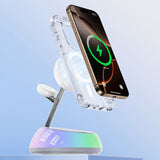 Incarcator wireless 3in1 Yesido (DS31), pentru iPhone, Apple Watch, AirPods, Prindere magnetica, RGB Lighting, alb
