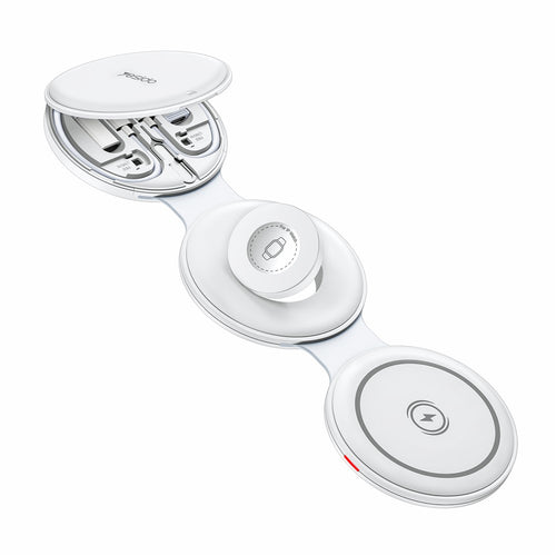 Incarcator wireless 5in1 Yesido (DS29), pentru iPhone, Earbuds, Apple Watch, Magnetic, Pliabil, Holder, alb