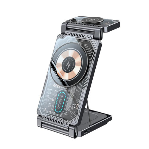 Incarcator wireless Yesido (DS25), Magnetic Incarcare rapida, pentru Phone, Apple Watch, Earbuds, Pliabil, Stand, 15W, negru