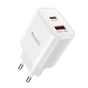 Incarcator retea Yesido Incarcator retea (YC02E), Incarcare rapida, USB, Type-C, PD20W, QC18W, alb