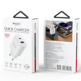 Incarcator retea Yesido Incarcator retea (YC02E), Incarcare rapida, USB, Type-C, PD20W, QC18W, alb