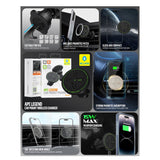 Suport auto Blueo cu Incarcare Wireless Ape Legend, pentru Grila ventilatie, Type-C, 15W, Rotatie 360°, negru