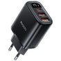 Incarcator retea Yesido (YC67), cu Afisaj digital, Incarcare rapida, pentru Phone, Tablet, 3in1, 2x USB, Type-C, 17W, negru