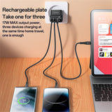 Incarcator retea Yesido (YC67), cu Afisaj digital, Incarcare rapida, pentru Phone, Tablet, 3in1, 2x USB, Type-C, 17W, negru