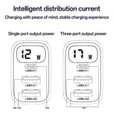 Incarcator retea Yesido (YC67), cu Afisaj digital, Incarcare rapida, pentru Phone, Tablet, 3in1, 2x USB, Type-C, 17W, negru