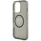 Husa pentru iPhone 16 Pro, Guess IML Metal Mountain Logo MagSafe (GUHMP16LHFGTMSLSK), negru