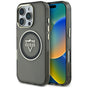 Husa pentru iPhone 16 Pro Max, Guess IML Metal Mountain Logo MagSafe (GUHMP16XHFGTMSLSK), negru