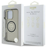 Husa pentru iPhone 16 Pro Max, Guess IML Metal Mountain Logo MagSafe (GUHMP16XHFGTMSLSK), negru