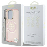 Husa pentru iPhone 16 Pro Max, Guess IML Metal Mountain Logo MagSafe (GUHMP16XHFGTMSLSP), roz