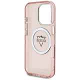 Husa pentru iPhone 16 Pro Max, Guess IML Metal Mountain Logo MagSafe (GUHMP16XHFGTMSLSP), roz