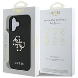 Husa pentru iPhone 16, Guess Hardcase Grained Big 4G Logo Small Classic Logo (GUHCP16SPGT4MBK), negru
