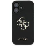 Husa pentru iPhone 16, Guess Hardcase Grained Big 4G Logo Small Classic Logo (GUHCP16SPGT4MBK), negru