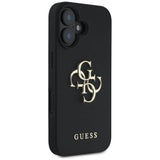 Husa pentru iPhone 16, Guess Hardcase Grained Big 4G Logo Small Classic Logo (GUHCP16SPGT4MBK), negru