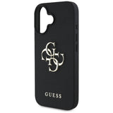 Husa pentru iPhone 16, Guess Hardcase Grained Big 4G Logo Small Classic Logo (GUHCP16SPGT4MBK), negru