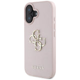 Husa pentru iPhone 16, Guess Hardcase Grained Big 4G Logo Small Classic Logo (GUHCP16SPGT4MBP), roz