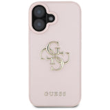 Husa pentru iPhone 16, Guess Hardcase Grained Big 4G Logo Small Classic Logo (GUHCP16SPGT4MBP), roz