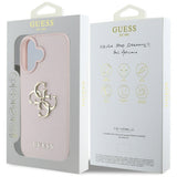 Husa pentru iPhone 16, Guess Hardcase Grained Big 4G Logo Small Classic Logo (GUHCP16SPGT4MBP), roz
