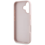 Husa pentru iPhone 16, Guess Hardcase Grained Big 4G Logo Small Classic Logo (GUHCP16SPGT4MBP), roz