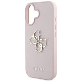 Husa pentru iPhone 16, Guess Hardcase Grained Big 4G Logo Small Classic Logo (GUHCP16SPGT4MBP), roz
