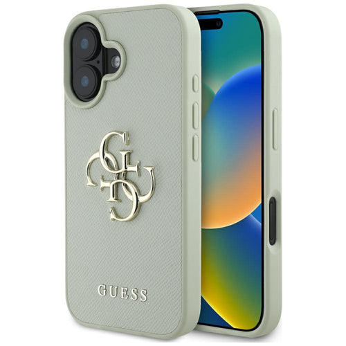 Husa pentru iPhone 16, Guess Hardcase Grained Big 4G Logo Small Classic Logo (GUHCP16SPGT4MBN), verde