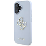 Husa pentru iPhone 16, Guess Hardcase Grained Big 4G Logo Small Classic Logo (GUHCP16SPGT4MBB), albastru