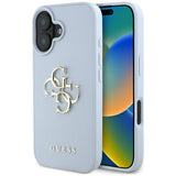 Husa pentru iPhone 16, Guess Hardcase Grained Big 4G Logo Small Classic Logo (GUHCP16SPGT4MBB), albastru