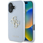Husa pentru iPhone 16, Guess Hardcase Grained Big 4G Logo Small Classic Logo (GUHCP16SPGT4MBB), albastru