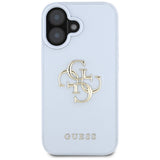 Husa pentru iPhone 16, Guess Hardcase Grained Big 4G Logo Small Classic Logo (GUHCP16SPGT4MBB), albastru