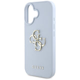Husa pentru iPhone 16, Guess Hardcase Grained Big 4G Logo Small Classic Logo (GUHCP16SPGT4MBB), albastru