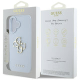 Husa pentru iPhone 16, Guess Hardcase Grained Big 4G Logo Small Classic Logo (GUHCP16SPGT4MBB), albastru