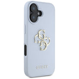 Husa pentru iPhone 16, Guess Hardcase Grained Big 4G Logo Small Classic Logo (GUHCP16SPGT4MBB), albastru