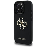 Husa pentru iPhone 16 Pro, Guess Hardcase Grained Big 4G Logo Small Classic Logo (GUHCP16LPGT4MBK), negru