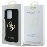 Husa pentru iPhone 16 Pro, Guess Hardcase Grained Big 4G Logo Small Classic Logo (GUHCP16LPGT4MBK), negru