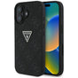 Husa pentru iPhone 16, Guess Leather Hot Stamp 4G Pattern Triangle Metal Logo (GUHCP16SPGP4STRK), negru