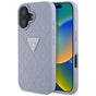 Husa pentru iPhone 16, Guess Leather Hot Stamp 4G Pattern Triangle Metal Logo (GUHCP16SPGP4STRU), mov