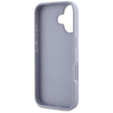 Husa pentru iPhone 16, Guess Leather Hot Stamp 4G Pattern Triangle Metal Logo (GUHCP16SPGP4STRU), mov
