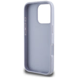 Husa pentru iPhone 16 Pro Max, Guess Leather Hot Stamp 4G Pattern Triangle Metal Logo (GUHCP16XPGP4STRU), mov