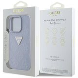 Husa pentru iPhone 16 Pro Max, Guess Leather Hot Stamp 4G Pattern Triangle Metal Logo (GUHCP16XPGP4STRU), mov