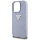 Husa pentru iPhone 16 Pro Max, Guess Leather Hot Stamp 4G Pattern Triangle Metal Logo (GUHCP16XPGP4STRU), mov