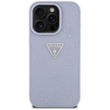Husa pentru iPhone 16 Pro Max, Guess Leather Hot Stamp 4G Pattern Triangle Metal Logo (GUHCP16XPGP4STRU), mov