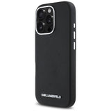 Husa pentru iPhone 16 Pro, Karl Lagerfeld Saffiano Full Wrapped Elongated Metal Logo MagSafe (KLHMP16LPSAFWMCK), negru