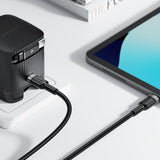 Cablu Acefast de date (C22-03), Incarcare rapida, Type-C to Type-C, 60W, 3A, Nylon Braid, FCC, CE, RoHS, EAC, 1.2m, negru
