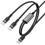 Cablu Acefast de date 2in1 (C22-02), Incarcare rapida, Type-C to 2x Type-C, 100W, 5A, Nylon Braid, CE, RoHS, EAC, 1.25m, negru