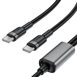 Cablu Acefast de date 2in1 (C22-02), Incarcare rapida, Type-C to 2x Type-C, 100W, 5A, Nylon Braid, CE, RoHS, EAC, 1.25m, negru